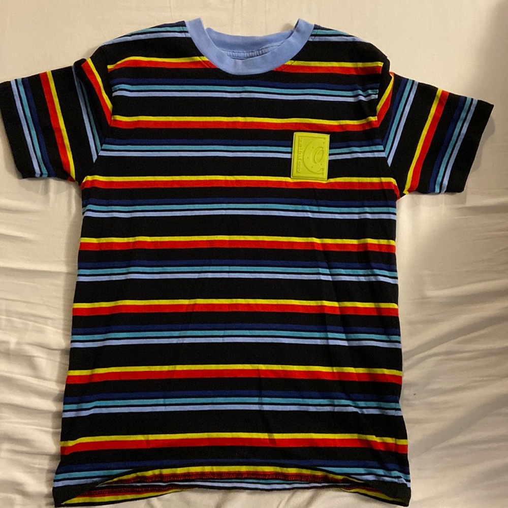 Odd Future Rubber Logo Black & Blue Stripe Knit T-Shirt